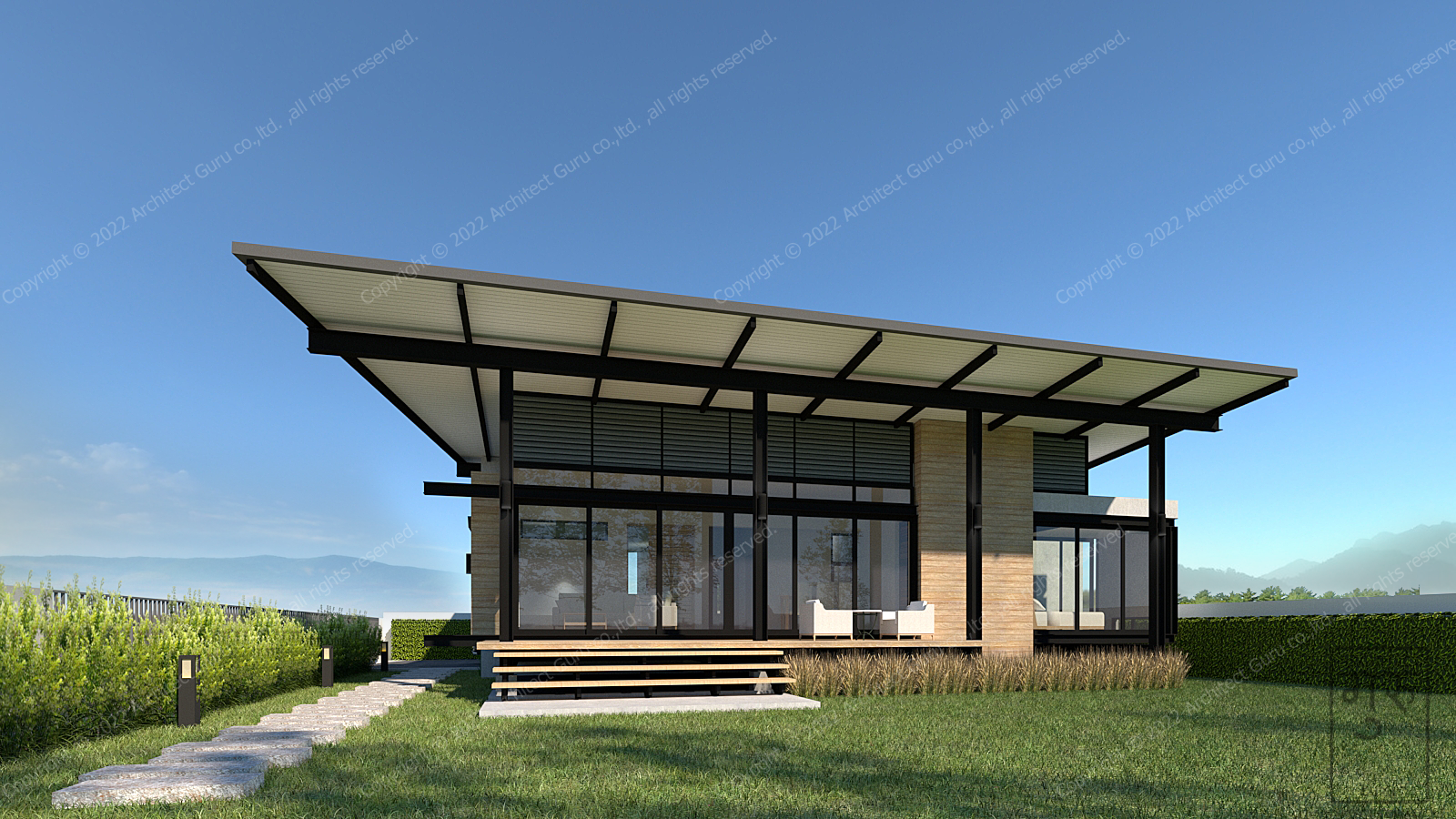 จุดเด่น High ceiling 3 เมตร ขายแบบบ้านชั้นเดียวพร้อมก่อสร้าง